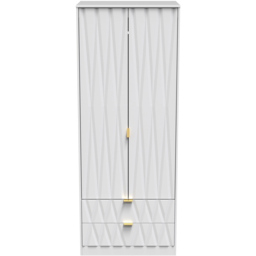 Crowndale Diamond Ready Assembled 2 Door 2 Drawer Matt White Tall Double Wardrobe - Size: 2 Door, 2 Drawer - Wilko - thumbnail 3