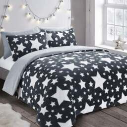 Velosso Super King Size Grey Galaxy Teddy Fleece Duvet Set - Wilko
