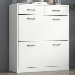 Portland 4 Drawer White Narrow Tall Shoe Cabinet - Wilko