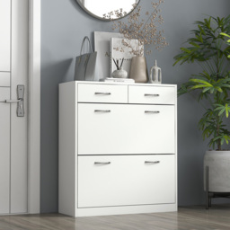 Portland 4 Drawer White Narrow Tall Shoe Cabinet - Wilko - thumbnail 5