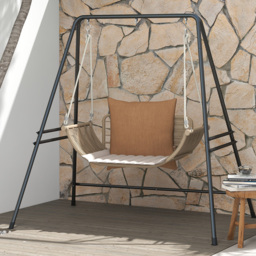 Outsunny Black Metal Hammock Egg Chair Stand - Size: 1 Seater - Wilko