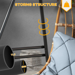 Outsunny Black Metal Hammock Egg Chair Stand - Size: 1 Seater - Wilko - thumbnail 5
