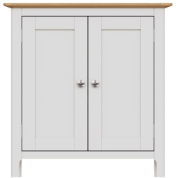 FWStyle Taberno 2 Door White Linen and Oak Compact Sideboard - Size: 67 x 65 x 33cm - Wilko - thumbnail 4