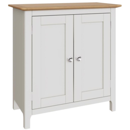 FWStyle Taberno 2 Door White Linen and Oak Compact Sideboard - Size: 67 x 65 x 33cm - Wilko - thumbnail 3