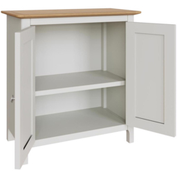 FWStyle Taberno 2 Door White Linen and Oak Compact Sideboard - Size: 67 x 65 x 33cm - Wilko - thumbnail 5