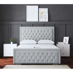 DS Living Allegra Super King Silver Upholstered Ottoman Bed with Headboard - Wilko - thumbnail 5