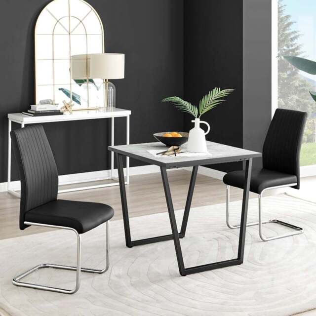 Furniturebox Copeland Fontana Marble Effect 2 Seater Dining Set White Black and Chrome - Wilko - image 1