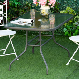 Outsunny Curved Aquatex Glass Garden Table Grey - Size: 142 x 82 x 7cm - Wilko - thumbnail 1