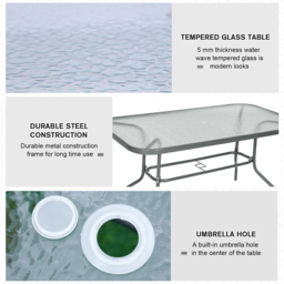 Outsunny Curved Aquatex Glass Garden Table Grey - Size: 142 x 82 x 7cm - Wilko - thumbnail 7
