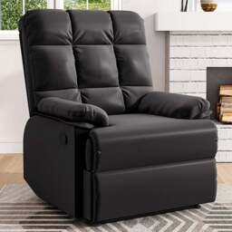 Living and Home Black Tufted Faux Leather Recliner with Control Switch - Size: Single - Wilko - thumbnail 1