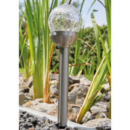 Luxform Conga Globe LED Garden Solar Spike Light - Size: 7.9 x 7.9 x 38.5cm - Silver - Wilko - thumbnail 3