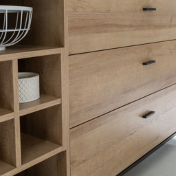 Florence High Rock Single Door 3 Drawer Matt Black and Riviera Oak Large Sideboard - Size: 40 x 186 x 85cm - Furniture to Go - Wilko - thumbnail 5