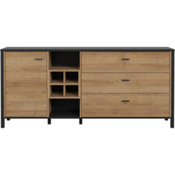 Florence High Rock Single Door 3 Drawer Matt Black and Riviera Oak Large Sideboard - Size: 40 x 186 x 85cm - Furniture to Go - Wilko - thumbnail 4