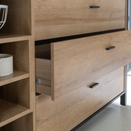 Florence High Rock Single Door 3 Drawer Matt Black and Riviera Oak Large Sideboard - Size: 40 x 186 x 85cm - Furniture to Go - Wilko - thumbnail 6