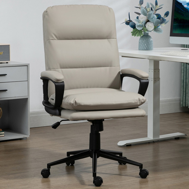 Portland Light Grey PU Leather Swivel Office Chair - Size: 64 x 69 x 118cm - Wilko - image 1