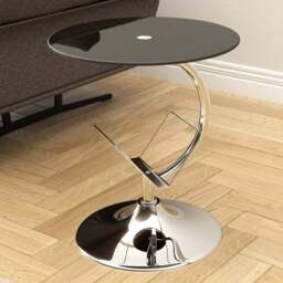 AVF Black Glass and Chrome Side Table with Magazine Rack - Size: 45 x 45 x 52cm - Multi - Wilko