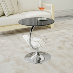 AVF Black Glass and Chrome Side Table with Magazine Rack - Size: 45 x 45 x 52cm - Multi - Wilko - thumbnail 6