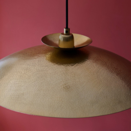 Merano Livorno Hammered Brass Plate Dome Pendant Ceiling Light - Size: 50 x 50 x 169cm - Brown - Wilko - thumbnail 6