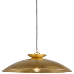 Merano Livorno Hammered Brass Plate Dome Pendant Ceiling Light - Size: 50 x 50 x 169cm - Brown - Wilko - thumbnail 4