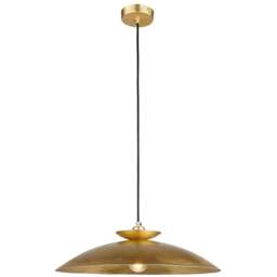 Merano Livorno Hammered Brass Plate Dome Pendant Ceiling Light - Size: 50 x 50 x 169cm - Brown - Wilko