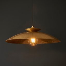Merano Livorno Hammered Brass Plate Dome Pendant Ceiling Light - Size: 50 x 50 x 169cm - Brown - Wilko - thumbnail 3