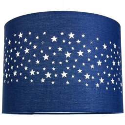Happy Homewares Midnight Blue Cotton Stars Pattern Pendant Lamp Shade - Size: 18 x 25 x 25cm - Wilko