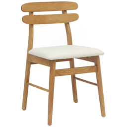 vidaXL Set of 2 Natural and White Rubberwood Rectilinear Vintage Dining Chairs - Brown - Wilko - thumbnail 3