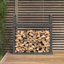 vidaXL Grey Solid Pine Wood Firewood Rack 110 x 35 x 108.5cm - Size: 108.5 x 110 x 35cm - Wilko - thumbnail 3