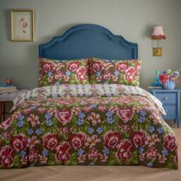 furn. Feeoni Cottage King Size Floral Willow Green Duvet Set - Wilko