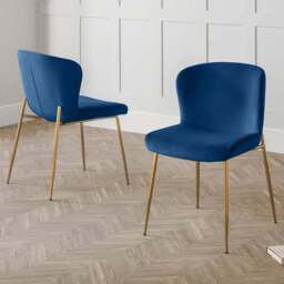 Julian Bowen Harper Set of 2 Blue Dining Chairs - Wilko