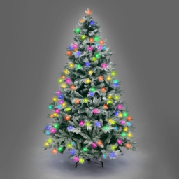 Shatchi Multicolour LED Pre-Lit Snow Flocked Lapland Fir Artificial Christmas Tree 6ft - White - Wilko - thumbnail 4