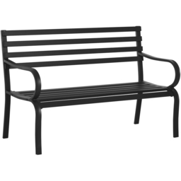Outsunny 2 Seater Black Metal Garden Bench - Size: 135 x 67 x 10.5cm - Wilko - thumbnail 3