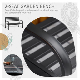 Outsunny 2 Seater Black Metal Garden Bench - Size: 135 x 67 x 10.5cm - Wilko - thumbnail 7
