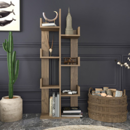 Decorotika Lui 8 Shelf Walnut Tall Tree Style Bookshelf - Size: 137 x 50 x 22cm - Brown - Wilko - thumbnail 4
