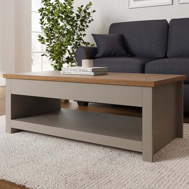 GFW Lancaster Grey Lift Up Coffee Table - Size: 47 x 105 x 42cm - Wilko - image 1