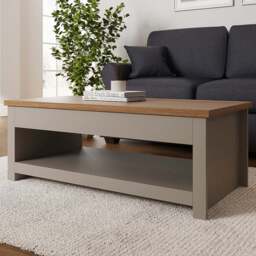 GFW Lancaster Grey Lift Up Coffee Table - Size: 47 x 105 x 42cm - Wilko