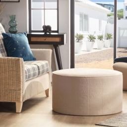 Desser Furniture Large Round Latte Boucle Fabric Pouffe - Size: 45 x 83 x 83cm - Cream - Wilko - thumbnail 4