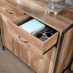 Home Source Oakmere 2 Door 2 Drawer Black and Oak Effect Industrial Sideboard - Size: 79 x 40 x 84cm - Brown - Wilko - thumbnail 5