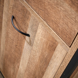 Home Source Oakmere 2 Door 2 Drawer Black and Oak Effect Industrial Sideboard - Size: 79 x 40 x 84cm - Brown - Wilko - thumbnail 7