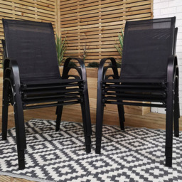 Samuel Alexander Set of 6 Black Textilene Garden Chair - Size: 1 Seater - Wilko - thumbnail 1
