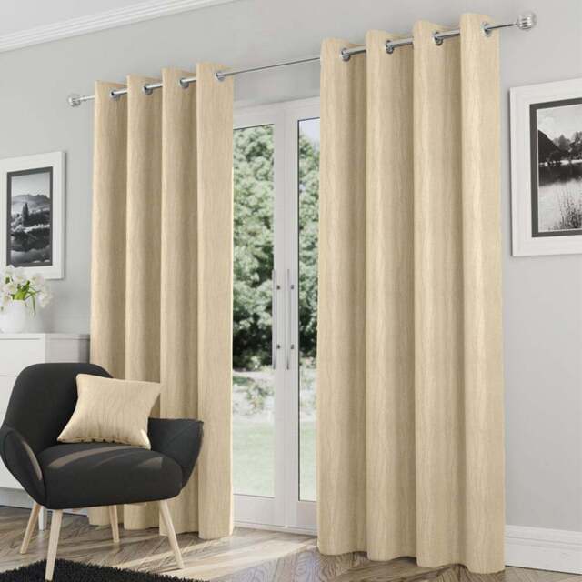 Enhanced Living Goodwood Cream Embossed Wave Thermal Eyelet Curtain 117 x 137cm - Wilko - image 1