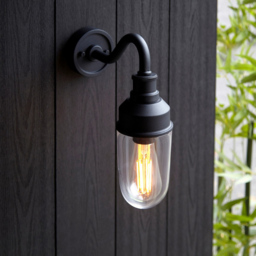 Merano Monza Matt Black Clear Glass Outdoor Wall Lantern - Size: 26 x 10.3 x 29.8cm - Wilko - thumbnail 3