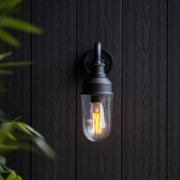 Merano Monza Matt Black Clear Glass Outdoor Wall Lantern - Size: 26 x 10.3 x 29.8cm - Wilko - thumbnail 7