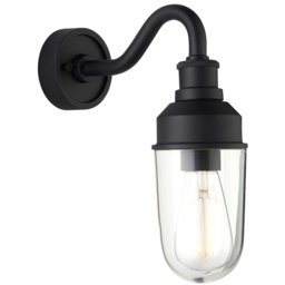 Merano Monza Matt Black Clear Glass Outdoor Wall Lantern - Size: 26 x 10.3 x 29.8cm - Wilko - thumbnail 4