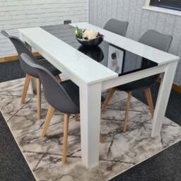 Kosy Koala 4 Seater Plastic Dining Set White Black and Grey - Portland - Wilko