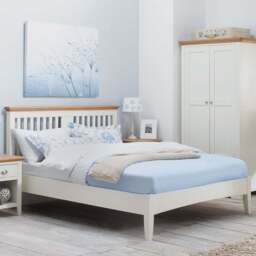 Bentley Designs Hampstead Double Oak and Ivory Bedstead - Cream - Wilko - thumbnail 1