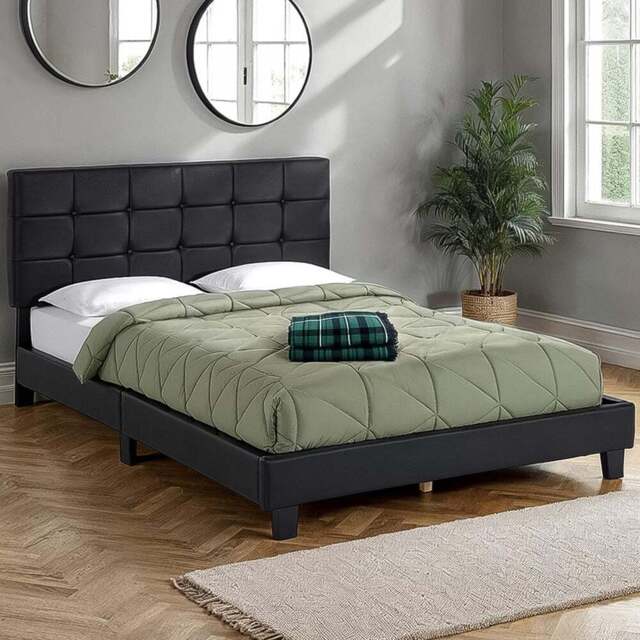 Seconique Arran Double Black PU Bed Frame - Wilko - image 1