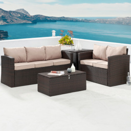 Home Detail Paloma 5 Seater Brown Rattan Sofa Set - Wilko - thumbnail 1