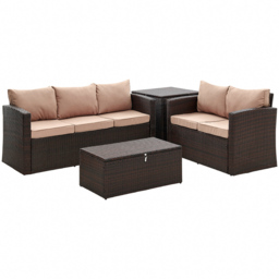 Home Detail Paloma 5 Seater Brown Rattan Sofa Set - Wilko - thumbnail 3