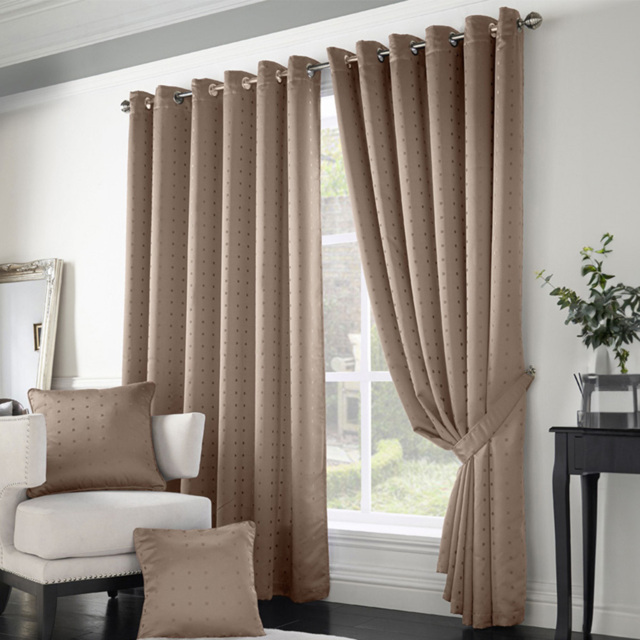 Alan Symonds Madison Latte Ring Top Curtain 168 x 229cm - Size: W 168 x D 229cm - Cream - Wilko - image 1